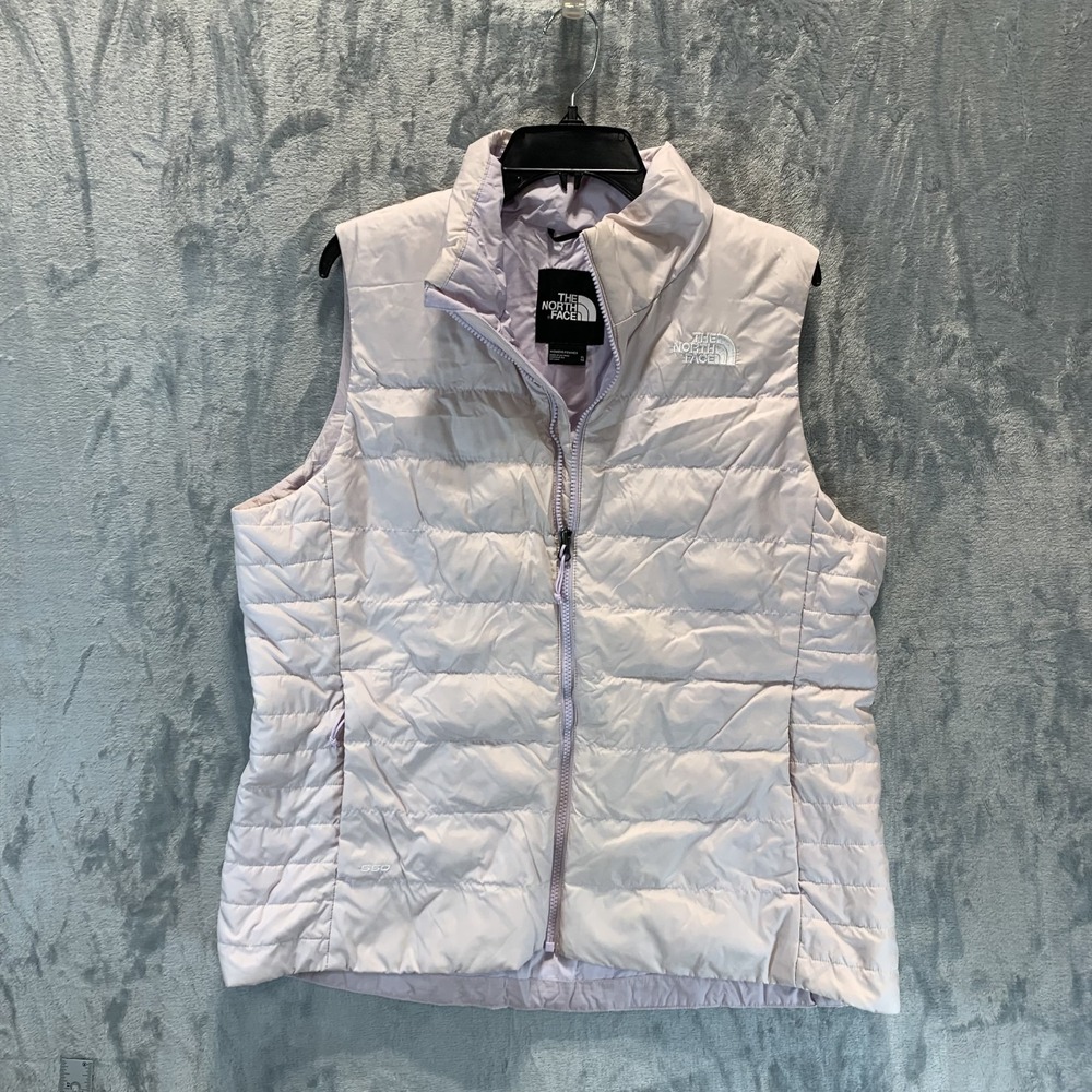 North Face Women's 550 Down Puffer Vest Pink XL Quilted Jacket Pastel Nylon